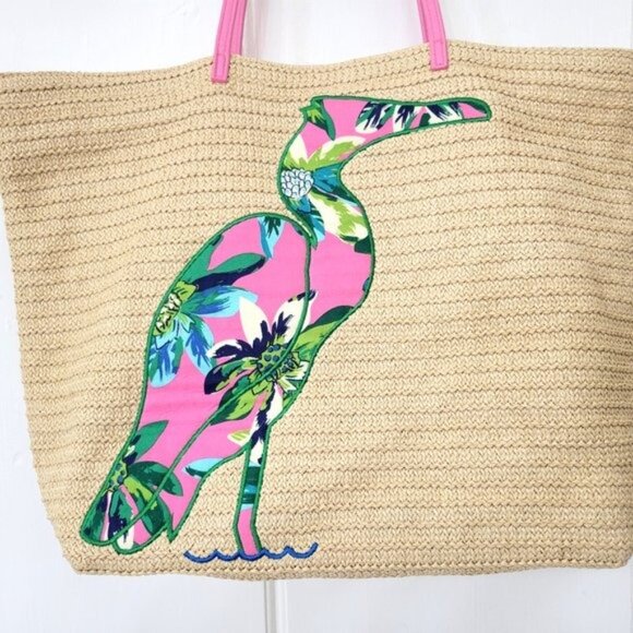 Vera Bradley Tropical Bird Straw Tote Bag - Picture 2 of 7